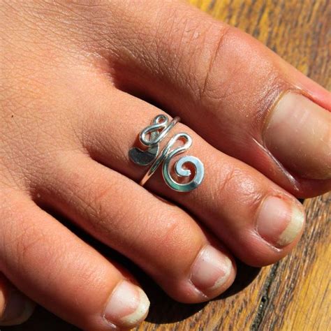 Toe Ring Sterling Silver Adjustable Silver Toe Ring Handmade Pinky Ring