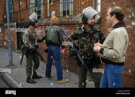 The Troubles 1980s British Army Armed Soldiers Of Foot Patrol Stop