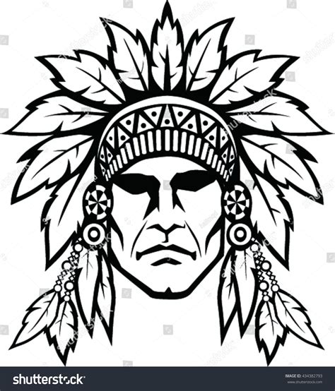 Stock Vector Indian Head Mascot Native American Indian With Headdress 434382793  1368×160