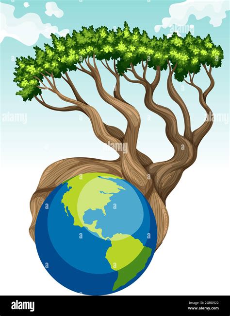 Save World Theme Earth Tree Stock Vector Images Alamy