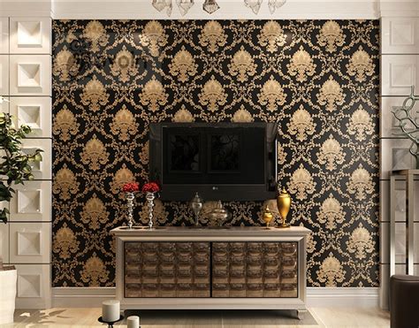 Black Gold Luxury Embossed Texture Metallic 3d Damask Wallpaper