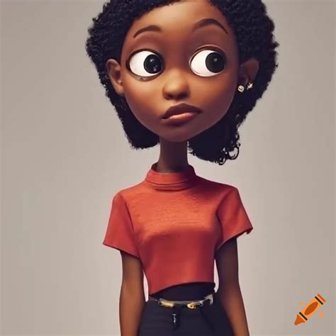 Cartoon Character With Medium Black Hair Brown Eyes And Gold Earrings