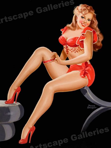 Getting Ready 1948 Vintage Style Driben American Girl Pin Up Poster