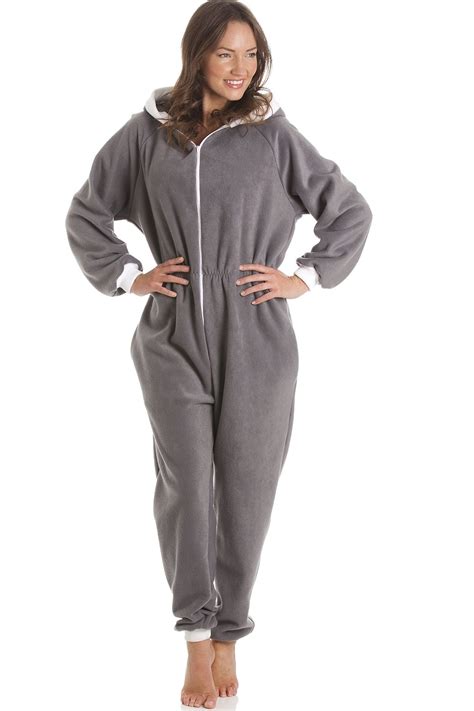 Fleece Hooded All In One Grey Onesie Pyjama