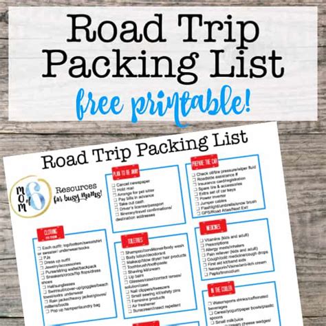 Free Road Trip Packing List Momof6