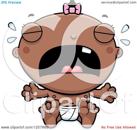 Cartoon Of A Crying Baby Infant Black Girl Royalty Free Vector