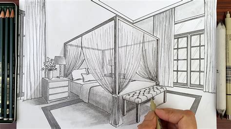 Drawing A Bedroom In Two Point Perspective Timelapse Youtube