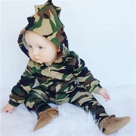 Fashion Infant Newborn Baby Boys Girls Camouflage Hooded Romper