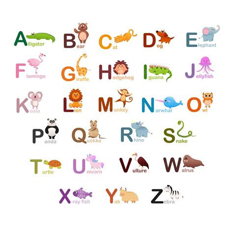 Premium Vector Animals Alphabet Cute Abc For Kids Education