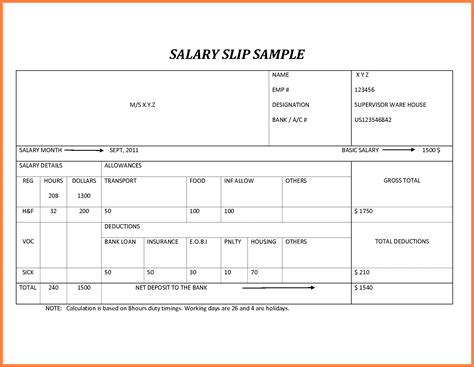 employee payslip template excel salary slip
