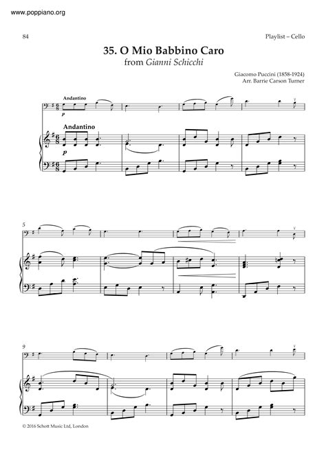 giacomo puccini o mio babbino caro sheet music pdf free score download ★