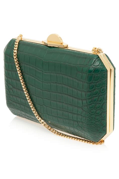 Elie Saab Rectangle Aligator Clutch Bag In Green Lyst