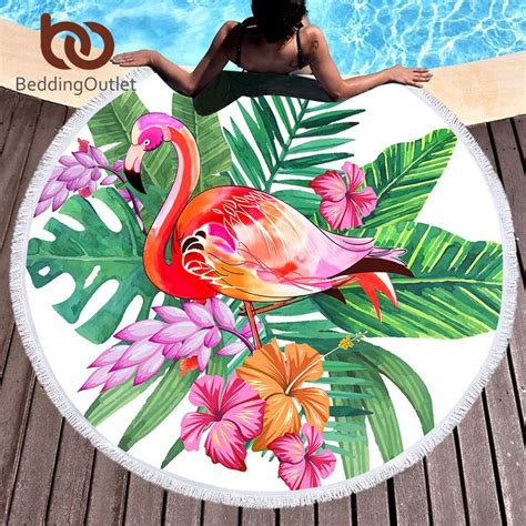 Flamingo Towel Round Beach Towel Microfiber Large For Adults Woman