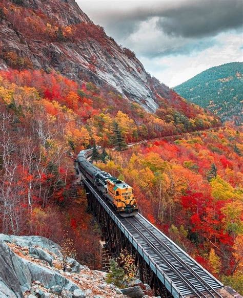 Conway Scenic Railroad Train In The White Mountains Region Of New
