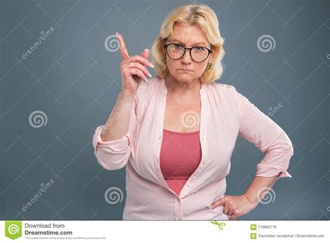 Angry Senior Woman Being About To Scold Someone Stock Photo Image Of