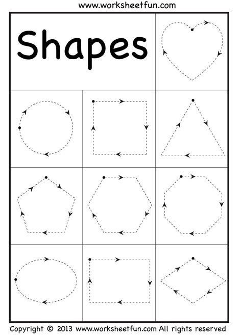 Shape Tracing Worksheets for free download | Free preschool worksheets