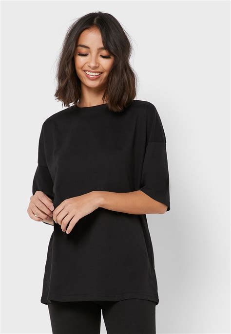 Buy Missguided Black Crew Neck T Shirt And Cycling Shorts Set Co Ord For