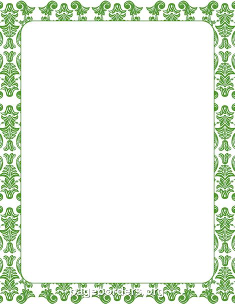 Printable Green Damask Border Use The Border In Microsoft Word Or