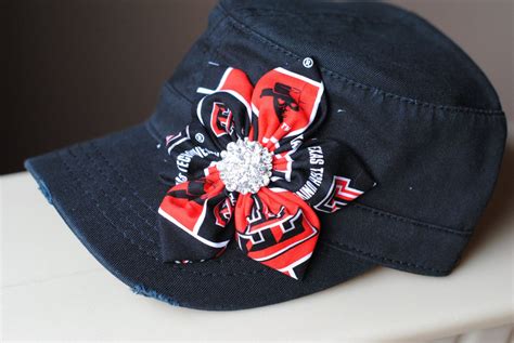Womens Texas Tech Hats, Womens Hats, Womens Distressed Hats, Womens Cadet Flower HatsBling 