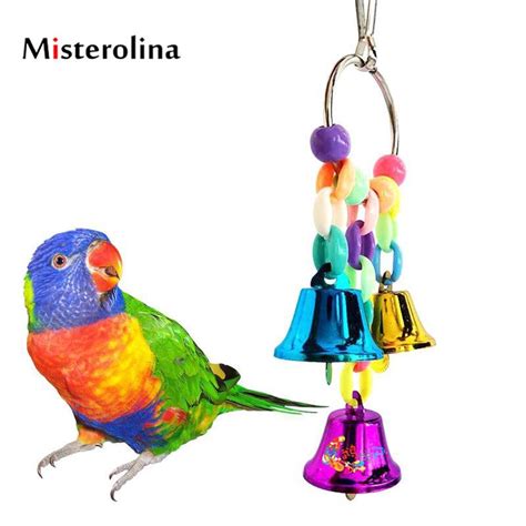 Misterolina Parrot Stand Colorful Parakeet Bird Chew Toy With Bell