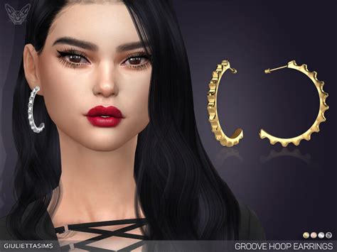Sims 4 Groove Hoop Earrings By Feyona At Tsr The Sims Game
