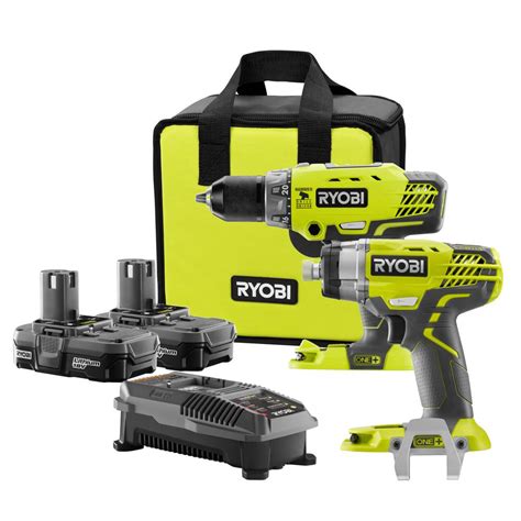 Ryobi 18 Volt One Lithium Ion Cordless Hammer Drill And Impact Driver