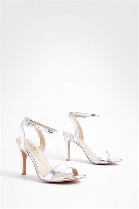 metallic basic barely there heels boohoo