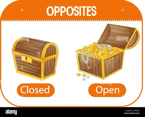 Opposite Words With Closed And Open Illustration Stock Vector Image