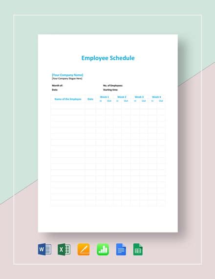 Employee Schedule Template 14 Free Word Excel Pdf Documents Download