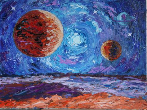 Outer Space Oil Painting Original Artworkcosmic Original Etsy
