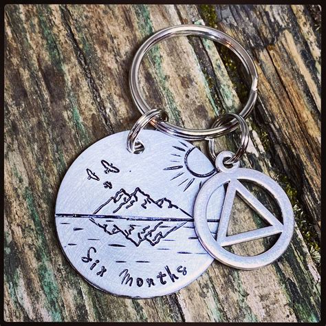 Personalised Sobriety Recovery Symbol Keychain Chip T Etsy