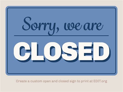 Customizable Open Closed Signs To Print