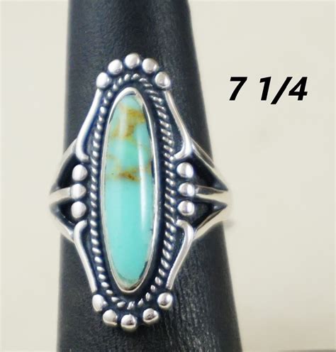 Item 812E Navajo Oblong Kingman Turquoise Sterling Silver Decorative