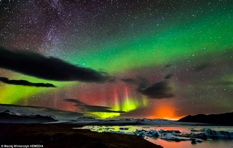 Photographer Captures The Northern Lights Milky Way And An Erupting