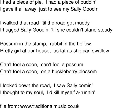 Old Time Song Lyrics Sally Goodin