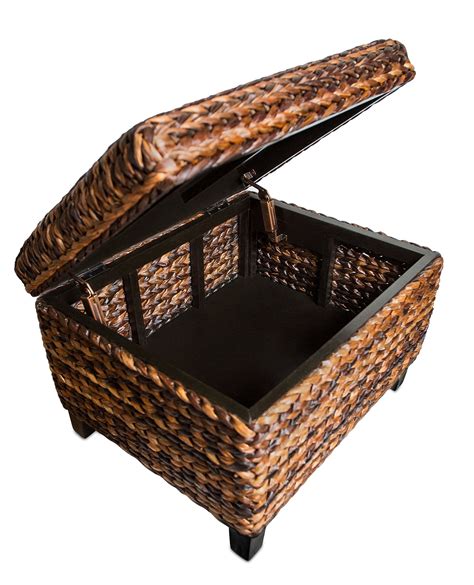 Birdrock Home Woven Seagrass Storage Ottoman With Safety Hinges