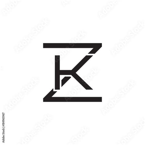 initial letter z and k zk kz overlapping k inside z line art logo black monogram color