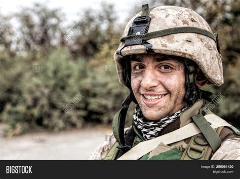 Portrait Smiling Army Image And Photo Free Trial Bigstock