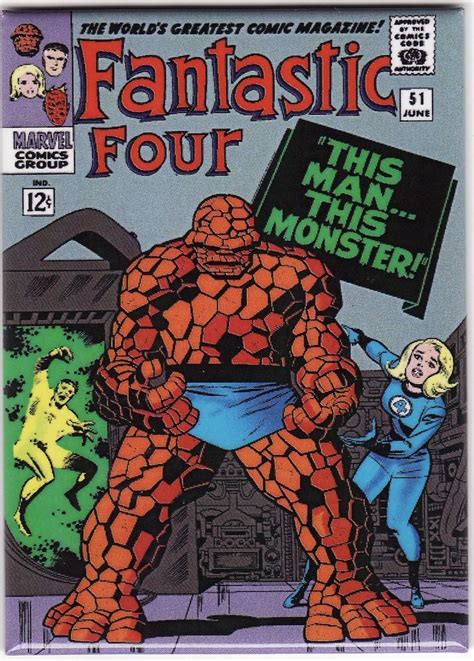 Fantastic Four 51 The Thing Comic Book Cover Magnet By Jack Kirby