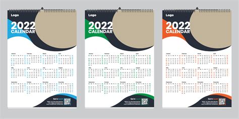 Free Single Page Wall Calendar 2022 Template Design Idea 2787514 Vector