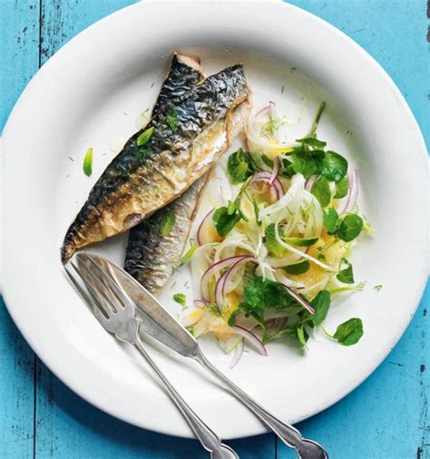 Roasted Mackerel With Fennel Red Onion And Apricot Salad Sainsbury S