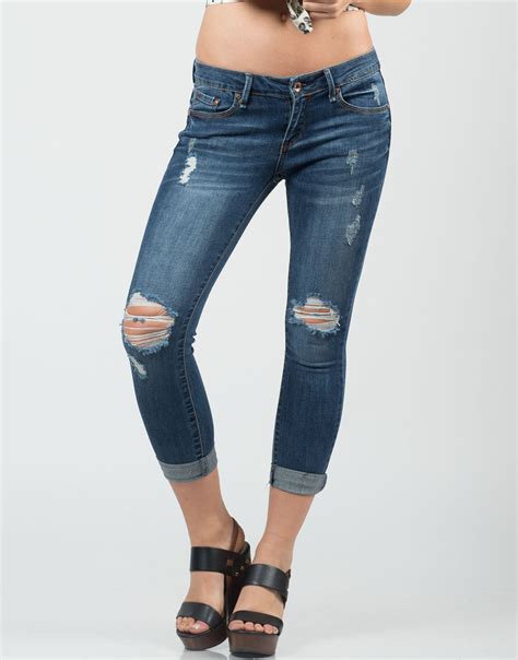 Vintage Washed Cropped Skinny Jeans 2020ave