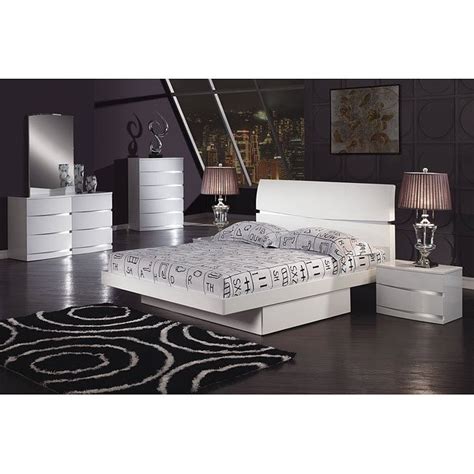 Aurora Glossy White Platform Bedroom Set By Global Furniture