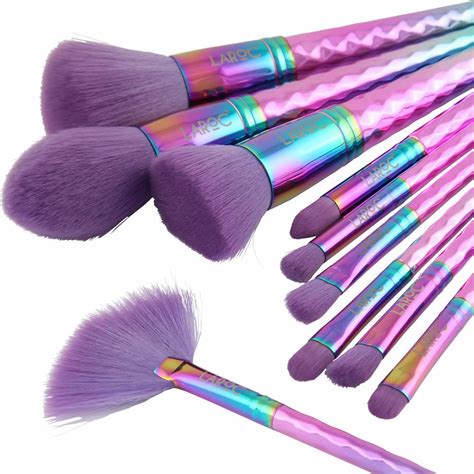 Diamond Makeup Brushes Rainbow Brush Set 10 Pc Laroc Laroc Cosmetics