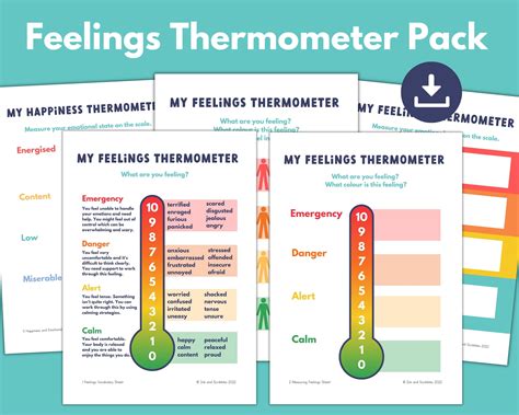 Feelings Thermometer Printable Scale For Kids And Teens Etsy Uk