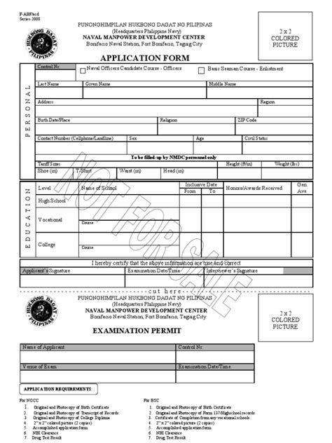 Navy Application Form Qualifications Educational Assessment And