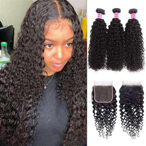 Best Jerry Curly Hair 3 Bundles With Closure 100 Human Hair