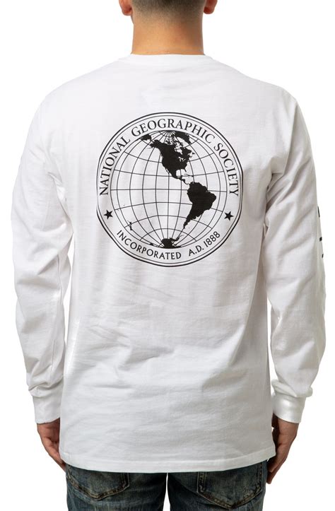 The national geographic logo appears below the artistic rendering of aucasaurus. National Geographic Long Sleeve T-shirt