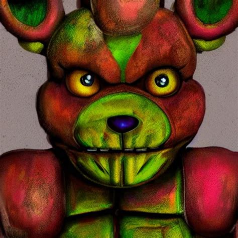 Portrait Of Spring Trap From Fnaf Realistic Painting Stable