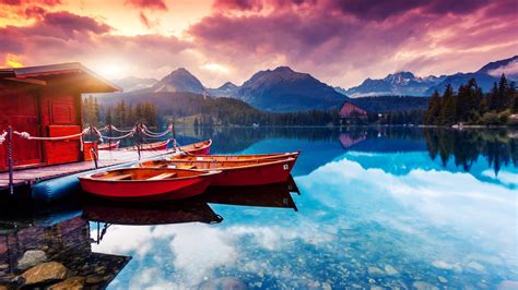 3840x2160 Lake Boat Beautiful Scenery 4k Ultra Hd Peaceful Mountain